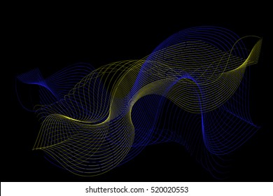 abstract wave lines wavy,  for brochure  and website design on black background. vector illustration eps10