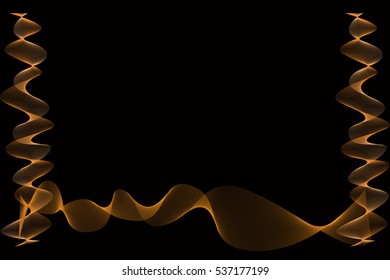 abstract wave lines wavy color gold for brochure and website design on black background. vector illustration eps10