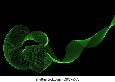 abstract wave lines wavy  green for brochure and website design on black background. vector illustration ESP 10