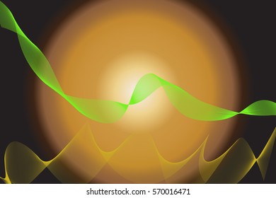 abstract wave lines wavy  green for brochure and website design on brown background. vector illustration 