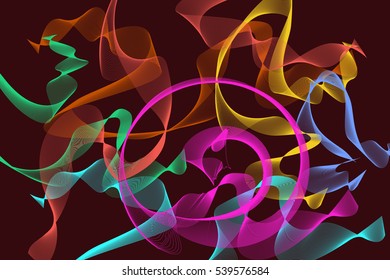 abstract wave lines wavy multicolored beautiful  for brochure and website design on brown background. vector illustration ESP 10