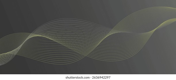 Abstract wave lines in yellow on grey background. Futuristic and dynamic look, perfect for tech, digital, and modern design projects.
