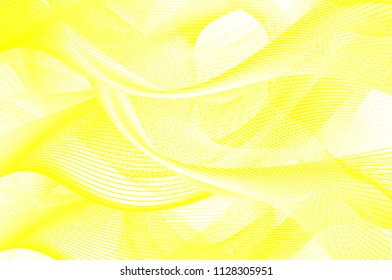 Abstract wave lines - yellow and white - vector pattern