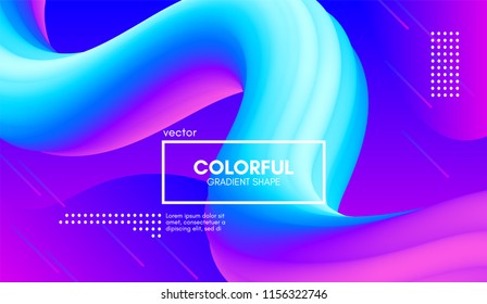 Abstract Wave Liquid Shape. Colorful 3d Flow Design. Trendy Vibrant Gradient for Presentation, Wave Poster, Brochure. Modern Vector Illustration. Bright Wave Template with Futuristic Fluid Elements.