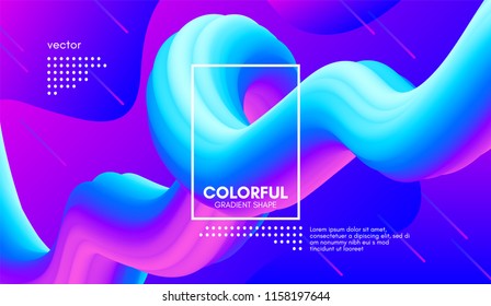 Abstract Wave Liquid Shape. Colorful 3d Flow Design. Trendy Vibrant Gradient for Presentation, Wave Poster, Brochure. Modern Vector Illustration. Bright Wave Template with Futuristic Fluid Elements.