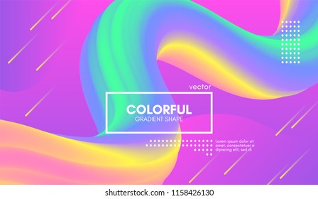 Abstract Wave Liquid Shape. Colorful 3d Flow Design. Trendy Rainbow Gradient in Pastel Colors for Wave Poster, Flyer. Modern Vector Illustration. Creative Template with Wave Rainbow Fluid Elements.
