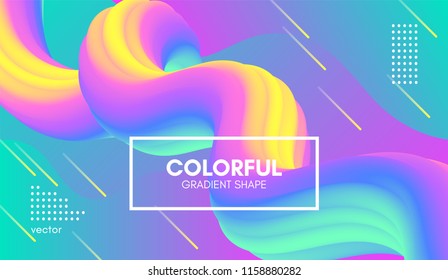 Abstract Wave Liquid Shape. Colorful 3d Flow Design. Trendy Rainbow Gradient in Pastel Colors for Wave Poster, Flyer. Modern Vector Illustration. Creative Template with Wave Rainbow Fluid Elements.