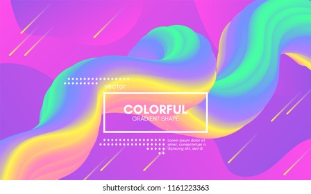 Abstract Wave Liquid Shape. Colorful 3d Flow Design. Trendy Rainbow Gradient in Pastel Colors for Wave Poster, Flyer. Modern Vector Illustration. Creative Template with Wave Rainbow Fluid Elements.