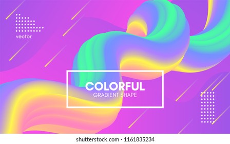 Abstract Wave Liquid Shape. Colorful 3d Flow Design. Trendy Rainbow Gradient in Pastel Colors for Wave Poster, Flyer. Modern Vector Illustration. Creative Template with Wave Rainbow Fluid Elements.