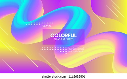 Abstract Wave Liquid Shape. Colorful 3d Flow Design. Trendy Rainbow Gradient in Pastel Colors for Wave Poster, Flyer. Modern Vector Illustration. Creative Template with Wave Rainbow Fluid Elements.