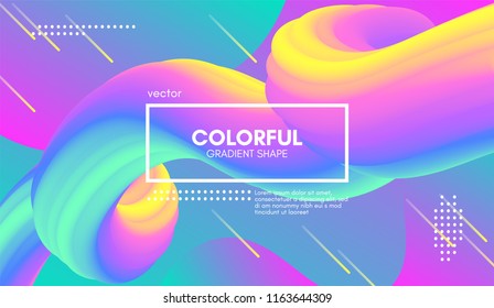 Abstract Wave Liquid Shape. Colorful 3d Flow Design. Trendy Rainbow Gradient in Pastel Colors for Wave Poster, Flyer. Modern Vector Illustration. Creative Template with Wave Rainbow Fluid Elements.