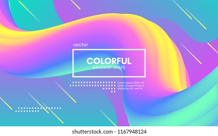 Abstract Wave Liquid Shape. Colorful 3d Flow Design. Trendy Rainbow Gradient in Pastel Colors for Wave Poster, Flyer. Modern Vector Illustration. Creative Template with Wave Rainbow Fluid Elements.