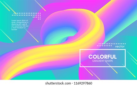 Abstract Wave Liquid Shape. Colorful 3d Flow Design. Trendy Rainbow Gradient in Pastel Colors for Wave Poster, Flyer. Modern Vector Illustration. Creative Template with Wave Rainbow Fluid Elements.