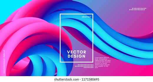 Abstract Wave Liquid Shape. Colorful 3d Flow Design. Trendy Rainbow Gradient in Pastel Colors for Wave Poster, Flyer. Modern Vector Illustration. Creative Wave Template with Rainbow Fluid Elements.