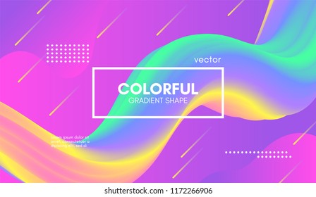 Abstract Wave Liquid Shape. Colorful 3d Flow Design. Trendy Rainbow Gradient in Pastel Colors for Wave Poster, Flyer. Modern Vector Illustration. Creative Template with Wave Rainbow Fluid Elements.