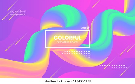 Abstract Wave Liquid Shape. Colorful 3d Flow Design. Trendy Rainbow Gradient in Pastel Colors for Wave Poster, Flyer. Modern Vector Illustration. Creative Template with Wave Rainbow Fluid Elements.