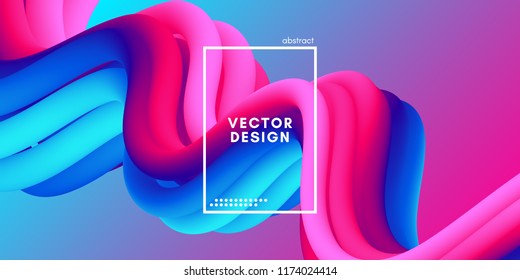 Abstract Wave Liquid Shape. Colorful 3d Flow Design. Trendy Rainbow Gradient in Pastel Colors for Wave Poster, Flyer. Modern Vector Illustration. Creative Wave Template with Rainbow Fluid Elements.