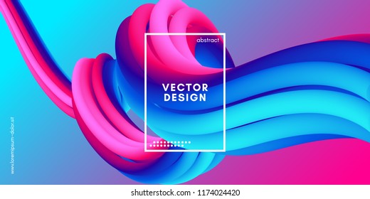 Abstract Wave Liquid Shape. Colorful 3d Flow Design. Trendy Rainbow Gradient in Pastel Colors for Wave Poster, Flyer. Modern Vector Illustration. Creative Wave Template with Rainbow Fluid Elements.