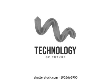 Abstract Wave Logo Design with Black Dots Isolated on White Background. Abstract Logo for Business and Technology