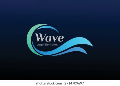 Design de ícone de logotipo de onda abstrata com conceito de respingo de água azul para a identidade da marca marinha e tecnologia