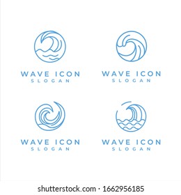 ABSTRACT WAVE LOGO AND ICON WITH LINEART STYLE