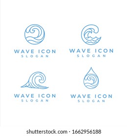 ABSTRACT WAVE LOGO AND ICON WITH LINEART STYLE
