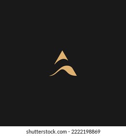 Abstract wave logo with letter A design concept, modern and elegant ocean logo illustration.
