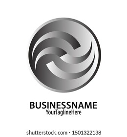 abstract wave logo on white and black color