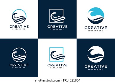 abstract wave logo set vektor