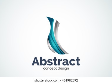 Abstract wave logo template, smooth motion concept. Color overlapping pieces design style