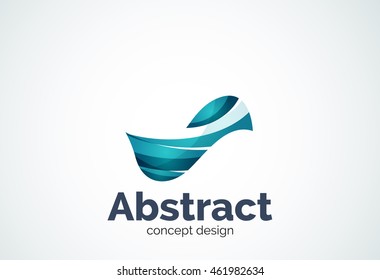 Abstract wave logo template, smooth motion concept. Color overlapping pieces design style