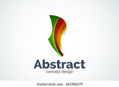 Abstract wave logo template, smooth motion concept. Color overlapping pieces design style