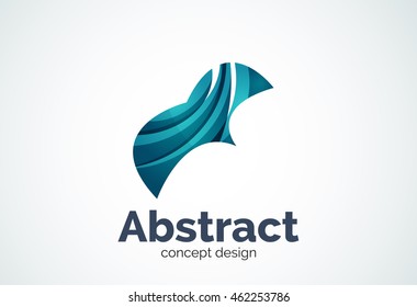 Plantilla de logotipo de onda abstracta, concepto de movimiento suave. Estilo de diseño de piezas superpuestas en color