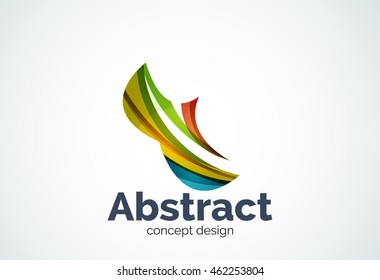 Abstrakte Wellen Logo-Vorlage, Konzept der sanften Bewegung. Designstil für Farbüberlappungen