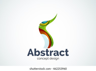 Abstract wave logo template, smooth motion concept. Color overlapping pieces design style