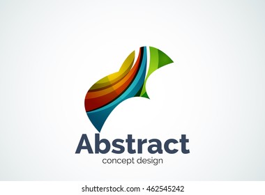 Abstract wave logo template, smooth motion concept. Color overlapping pieces design style