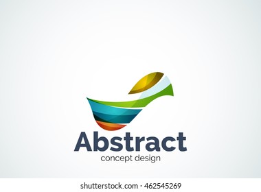 Abstract wave logo template, smooth motion concept. Color overlapping pieces design style