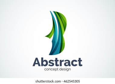 Abstract wave logo template, smooth motion concept. Color overlapping pieces design style
