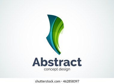 Abstract wave logo template, smooth motion concept. Color overlapping pieces design style