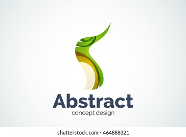 Plantilla de logotipo de onda abstracta, concepto de movimiento suave. Estilo de diseño de piezas superpuestas en color