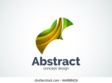 Plantilla de logotipo de onda abstracta, concepto de movimiento suave. Estilo de diseño de piezas superpuestas en color