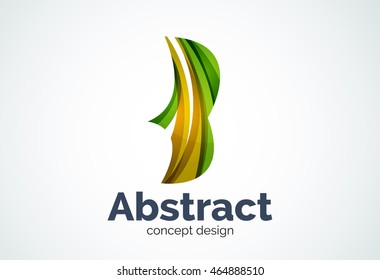 Abstract wave logo template, smooth motion concept. Color overlapping pieces design style