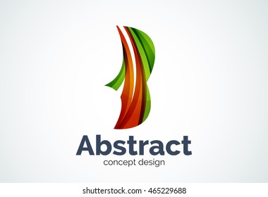 Abstract wave logo template, smooth motion concept. Color overlapping pieces design style
