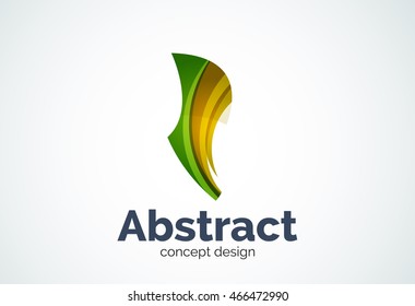 Plantilla de logotipo de onda abstracta, concepto de movimiento suave. Estilo de diseño de piezas superpuestas en color