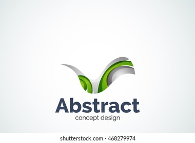 Abstract wave logo template, smooth motion concept. Color overlapping pieces design style
