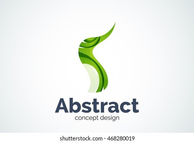 Abstract wave logo template, smooth motion concept. Color overlapping pieces design style