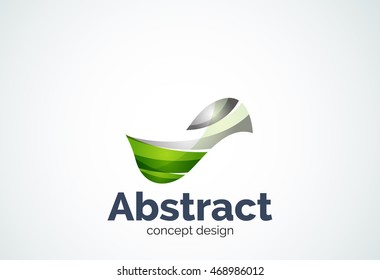 Abstract wave logo template, smooth motion concept. Color overlapping pieces design style