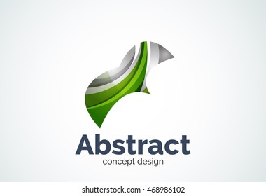 Plantilla de logotipo de onda abstracta, concepto de movimiento suave. Estilo de diseño de piezas superpuestas en color