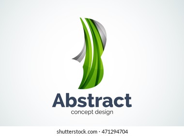 Abstract wave logo template, smooth motion concept. Color overlapping pieces design style