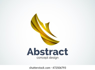 Abstract wave logo template, smooth motion concept. Color overlapping pieces design style